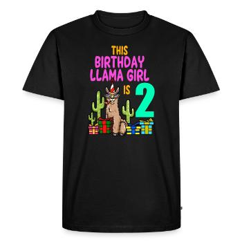 Llama Girl 2nd Fête d’anniversaire Alpaga - T-shirt Premium bio Homme - noir - Devant - Nico (187cm)