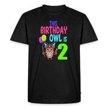 Hibou Anniversaire Enfants Filles 2ème Anniversaire Hibou Amoureux - T-shirt Premium bio Homme - noir - Devant - Nico (187cm)