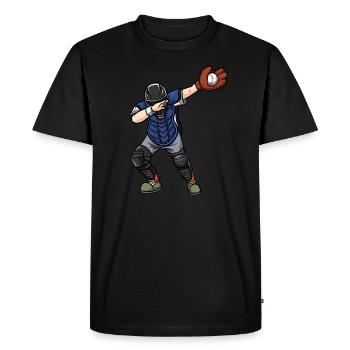 Dabbing Catcher Baseball Player - Men's Premium Organic T-Shirt - black - Front - Nico (187cm)