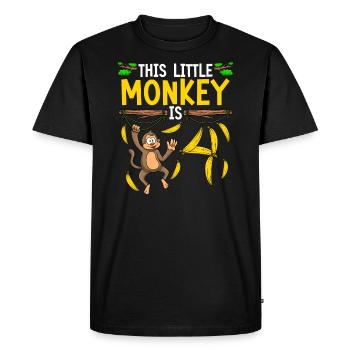 Monkey Birthday 4th Monkey Theme Party Kids - Men's Premium Organic T-Shirt - black - Front - Nico (187cm)