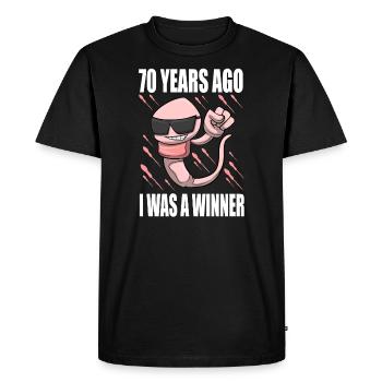 Homme Sperme Anniversaire 70 ans - T-shirt Premium bio Homme - noir - Devant - Nico (187cm)