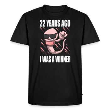 Homme sperme anniversaire 22 ans - T-shirt Premium bio Homme - noir - Devant - Nico (187cm)