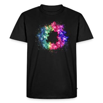 laurier-rose,fleurs,couronne,floral,hibiscus - T-shirt Premium bio Homme - noir - Devant - Nico (187cm)