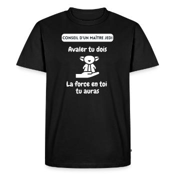 Conseil Avaler. Cadeau Humour Anniversaire - T-shirt Premium bio Homme - noir - Devant - Nico (187cm)