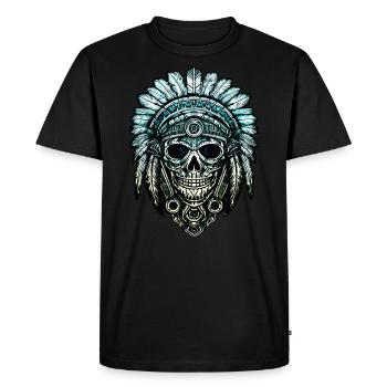 Plumes de tête de tête d’Inde plumes de plumes coiffe - T-shirt Premium bio Homme - noir - Devant - Nico (187cm)
