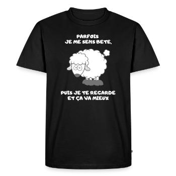 Je me sens Bete. Humour Anniversaire EVG Retraite - T-shirt Premium bio Homme - noir - Devant - Nico (187cm)