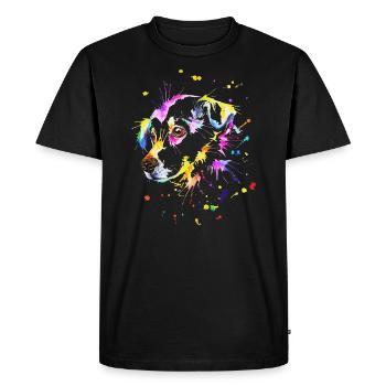 Petit chien mignon - T-shirt Premium bio Homme - noir - Devant - Nico (187cm)