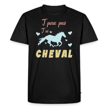 Je Peux Pas J ai Cheval - Amoureux des Chevaux - T-shirt Premium bio Homme - noir - Devant - Nico (187cm)
