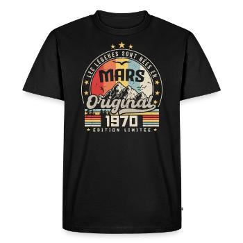 Vintage Mars 1970 Cadeau D'anniversaire 54 Ans - T-shirt Premium bio Homme - noir - Devant - Nico (187cm)