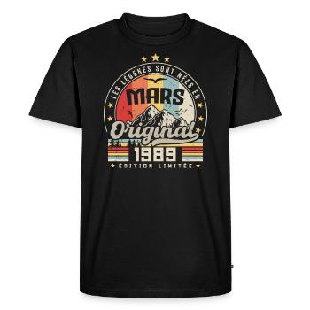 Vintage Mars 1989 Cadeau D'anniversaire 35 Ans - T-shirt Premium bio Homme - noir - Devant - Nico (187cm)