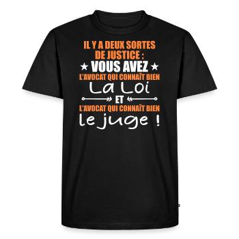 Il y a Deux Sortes de Justice / Humour Avocat - T-shirt Premium bio Homme - noir - Devant - Nico (187cm)