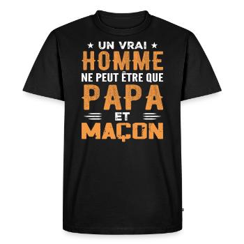 A Real Man Is Just a Dad and a Mason - Men's Premium Organic T-Shirt - black - Front - Nico (187cm)