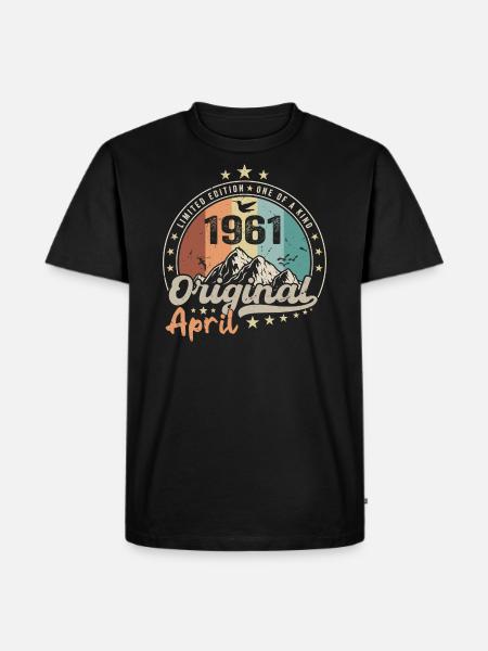 1961 April 1961 Födelsedag April 1961 April - Ekologisk premium-T-shirt herr - svart
