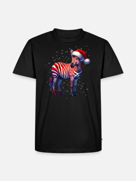 Christmas Zebra - Men's Premium Organic T-Shirt - black