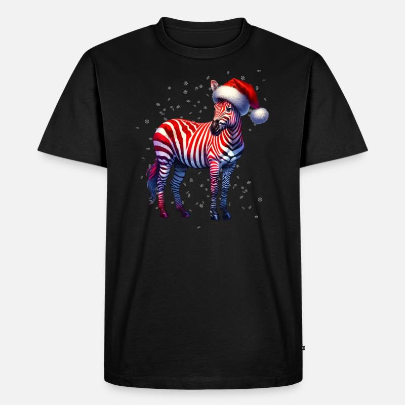 Weihnachts- Zebra - Männer Premium Bio T-Shirt - Schwarz