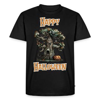 Halloween – Joyeux Halloween Vieil arbre effrayant - T-shirt Premium bio Homme - noir - Devant - Nico (187cm)