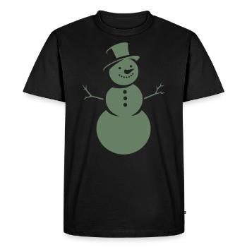 Minimalist silhouette of a snowman - Men's Premium Organic T-Shirt - black - Front - Nico (187cm)