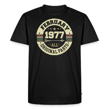 Février 1977 Vintage Cadeau d’anniversaire 1977 - T-shirt Premium bio Homme - noir - Devant - Nico (187cm)