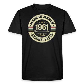 Légendaire depuis mars 1961 - T-shirt Premium bio Homme - noir - Devant - Nico (187cm)