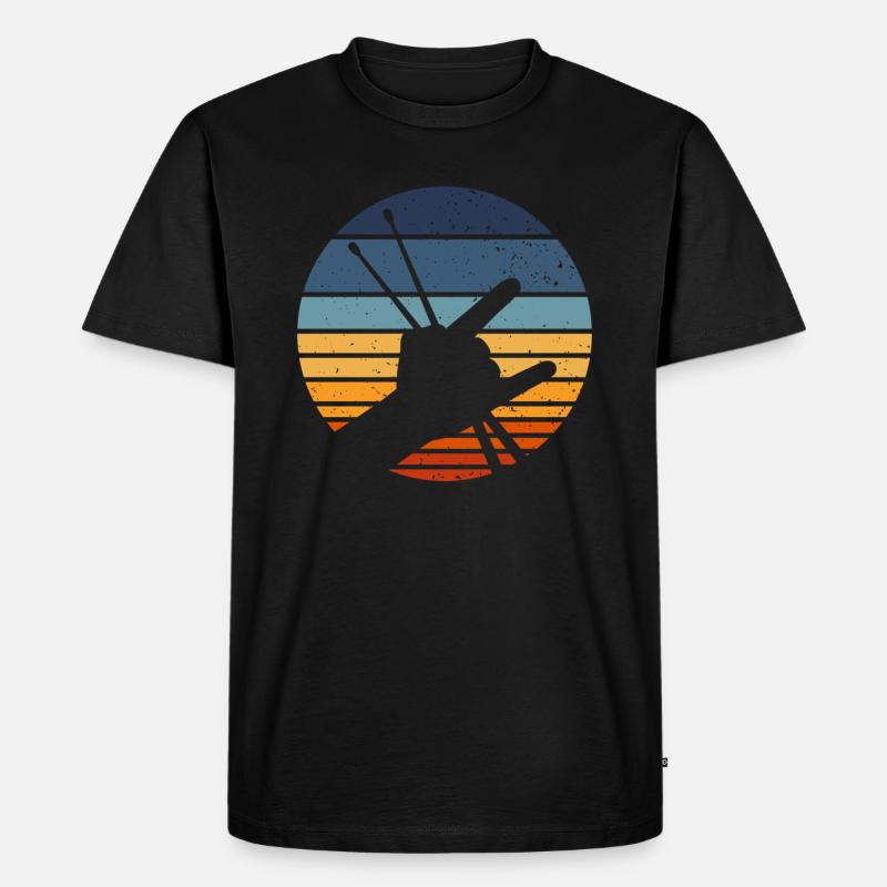Retro Drumming Drumstick Drummer - Männer Premium Bio T-Shirt - Schwarz