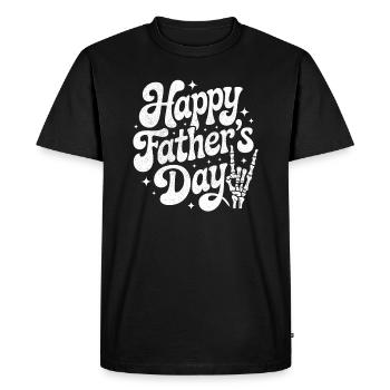 Happy Birthday Dad Rock'n'Roll Skeleton Hand Style - Men's Premium Organic T-Shirt - black - Front - Nico (187cm)