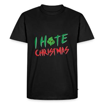 I hate Christmas Green spoilsport - Men's Premium Organic T-Shirt - black - Front - Nico (187cm)