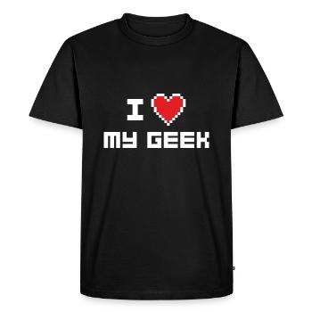 J’aime mon geek - T-shirt Premium bio Homme - noir - Devant - Nico (187cm)