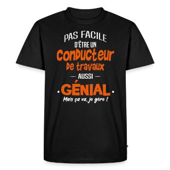 conducteur de travaux - T-shirt Premium bio Homme - noir - Devant - Nico (187cm)