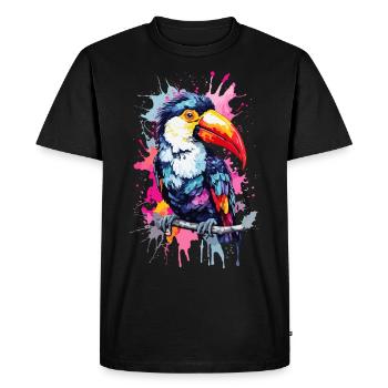 Tucan Oiseau Coloré - T-shirt Premium bio Homme - noir - Devant - Nico (187cm)