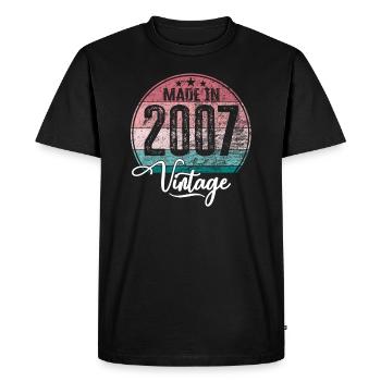 Millésime Fabriqué en 2007 Année de naissance 2007 Anniversaire - T-shirt Premium bio Homme - noir - Devant - Nico (187cm)