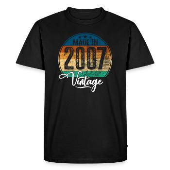 Millésime Fabriqué en 2007 Année de naissance 2007 Anniversaire - T-shirt Premium bio Homme - noir - Devant - Nico (187cm)