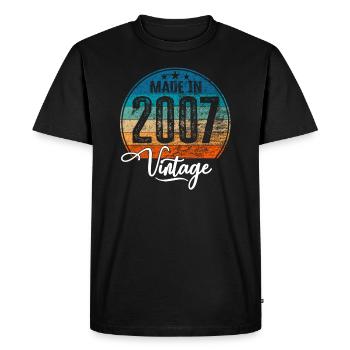 Millésime Fabriqué en 2007 Année de naissance 2007 Anniversaire - T-shirt Premium bio Homme - noir - Devant - Nico (187cm)