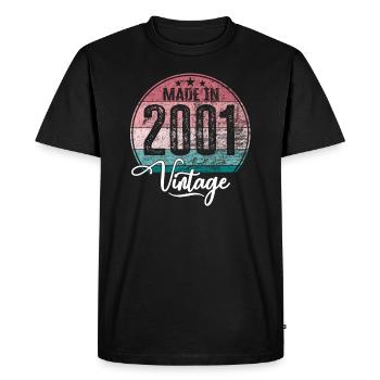 Millésime Fabriqué en 2001 Année de naissance 2001 Anniversaire - T-shirt Premium bio Homme - noir - Devant - Nico (187cm)