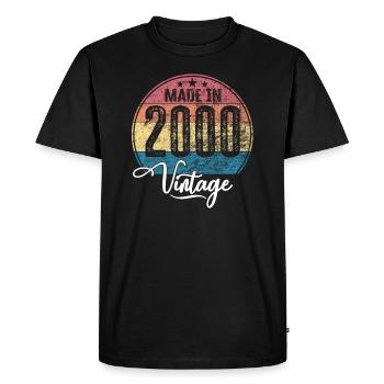 Vintage Made in 2000 Year of birth 2000 Birthday - Men's Premium Organic T-Shirt - black - Front - Nico (187cm)