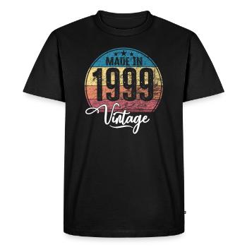 Vintage Fabriqué en 1999 Année de naissance 1999 Anniversaire - T-shirt Premium bio Homme - noir - Devant - Nico (187cm)