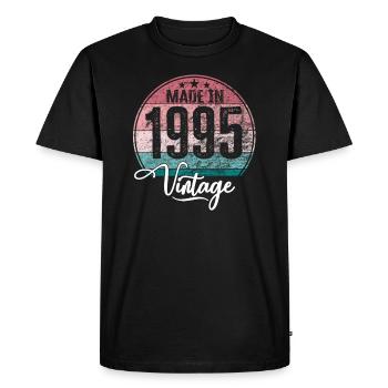 Millésime Fabriqué en 1995 Année de naissance 1995 Anniversaire - T-shirt Premium bio Homme - noir - Devant - Nico (187cm)