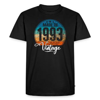 Millésime Fabriqué en 1993 Année de naissance 1993 Anniversaire - T-shirt Premium bio Homme - noir - Devant - Nico (187cm)