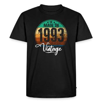 Millésime Fabriqué en 1993 Année de naissance 1993 Anniversaire - T-shirt Premium bio Homme - noir - Devant - Nico (187cm)