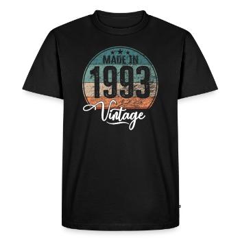 Millésime Fabriqué en 1993 Année de naissance 1993 Anniversaire - T-shirt Premium bio Homme - noir - Devant - Nico (187cm)