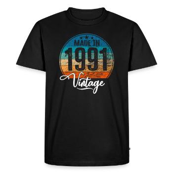 Millésime Fabriqué en 1991 Année de naissance 1991 Anniversaire - T-shirt Premium bio Homme - noir - Devant - Nico (187cm)