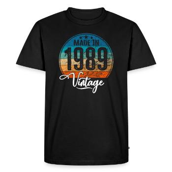 Millésime Fabriqué en 1989 Année de naissance 1989 Anniversaire - T-shirt Premium bio Homme - noir - Devant - Nico (187cm)