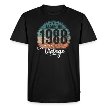 Millésime Fabriqué en 1988 Année de naissance 1988 Anniversaire - T-shirt Premium bio Homme - noir - Devant - Nico (187cm)