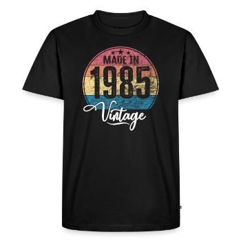 Millésime Fabriqué en 1985 Année de naissance 1985 Anniversaire - T-shirt Premium bio Homme - noir - Devant - Nico (187cm)