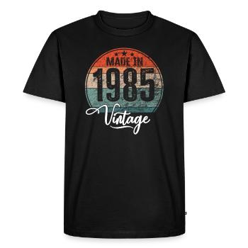 Millésime Fabriqué en 1985 Année de naissance 1985 Anniversaire - T-shirt Premium bio Homme - noir - Devant - Nico (187cm)