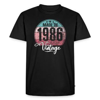 Millésime Fabriqué en 1986 Année de naissance 1986 Anniversaire - T-shirt Premium bio Homme - noir - Devant - Nico (187cm)