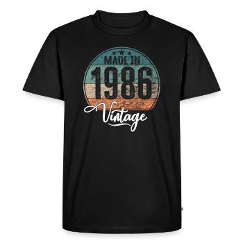 Millésime Fabriqué en 1986 Année de naissance 1986 Anniversaire - T-shirt Premium bio Homme - noir - Devant - Nico (187cm)