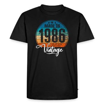 Millésime Fabriqué en 1986 Année de naissance 1986 Anniversaire - T-shirt Premium bio Homme - noir - Devant - Nico (187cm)