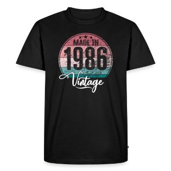 Millésime Fabriqué en 1986 Année de naissance 1986 Anniversaire - T-shirt Premium bio Homme - noir - Devant - Nico (187cm)