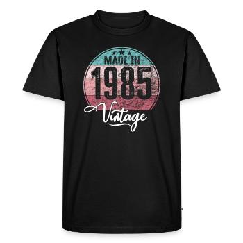 Millésime Fabriqué en 1985 Année de naissance 1985 Anniversaire - T-shirt Premium bio Homme - noir - Devant - Nico (187cm)