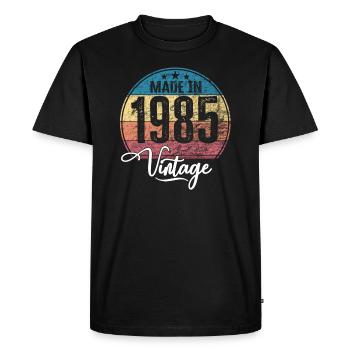 Millésime Fabriqué en 1985 Année de naissance 1985 Anniversaire - T-shirt Premium bio Homme - noir - Devant - Nico (187cm)